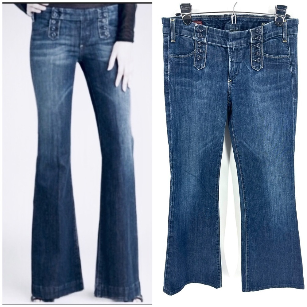 Citizens Of Humanity Jeans Womens 29 Wide Leg Flare Cadet #008 Stretch Low Rise - Picture 14 of 14